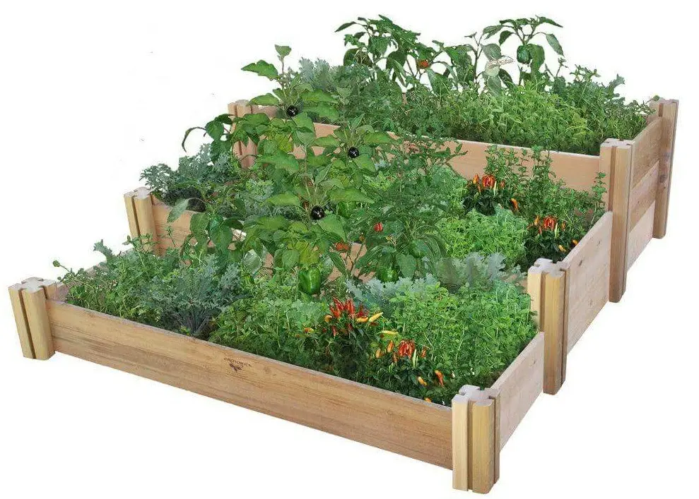 Multi-level rustic rasied garden bed
