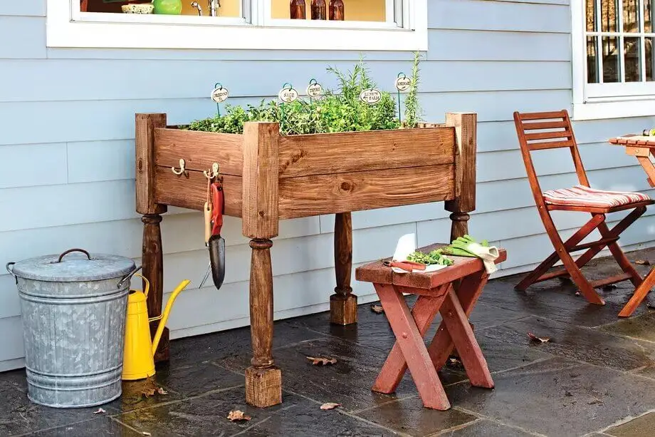Deck post herb planter