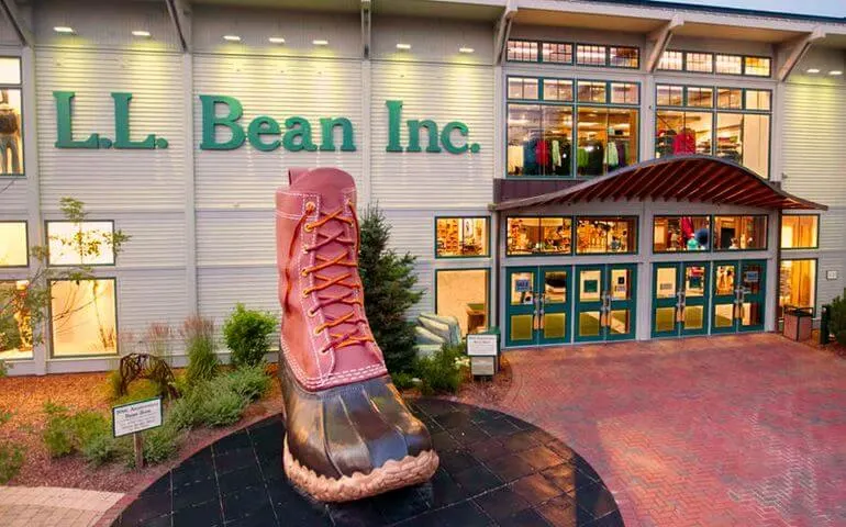 A giant winter boot in front of L.L. Bean's flagship store in Freeport, Maine.